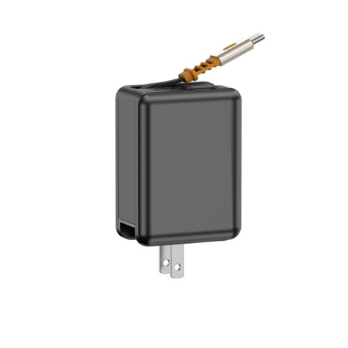 LC-雙孔帶伸縮線42W摺疊氮化鎵快充充電器-黑/白-享物購買